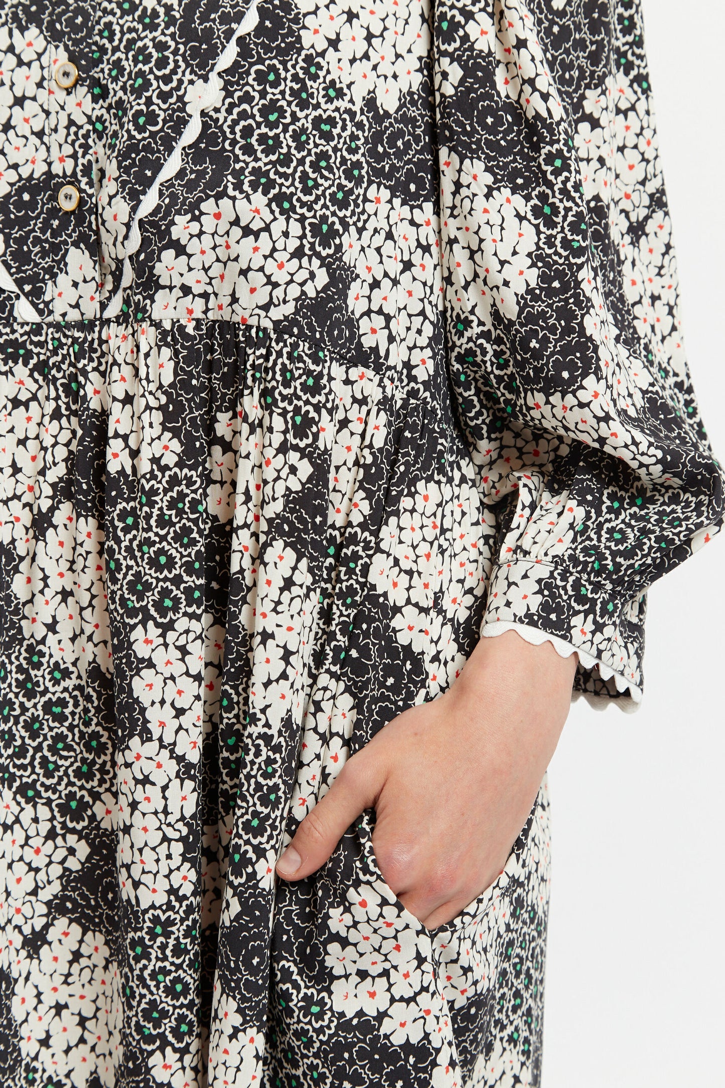 Suzanne Flower Patch Print Throw On  Mini Dress