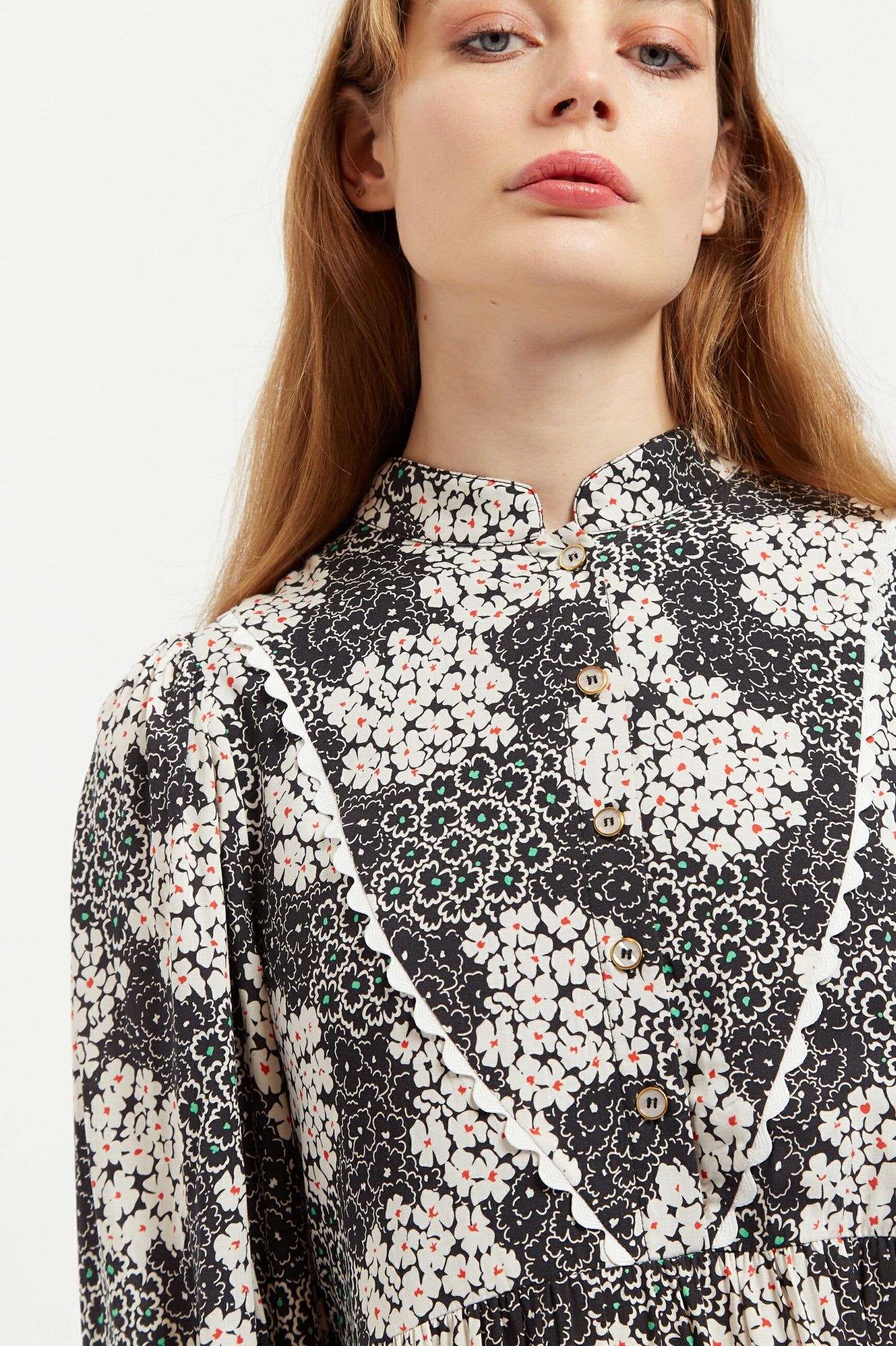 Suzanne Flower Patch Print Throw On  Mini Dress