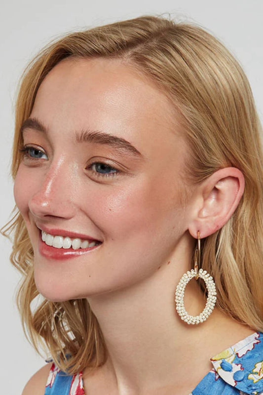 Louche Silas Pearl Double Hoop Earring