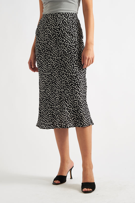 Tehani Buds Print Bias Midi Skirt
