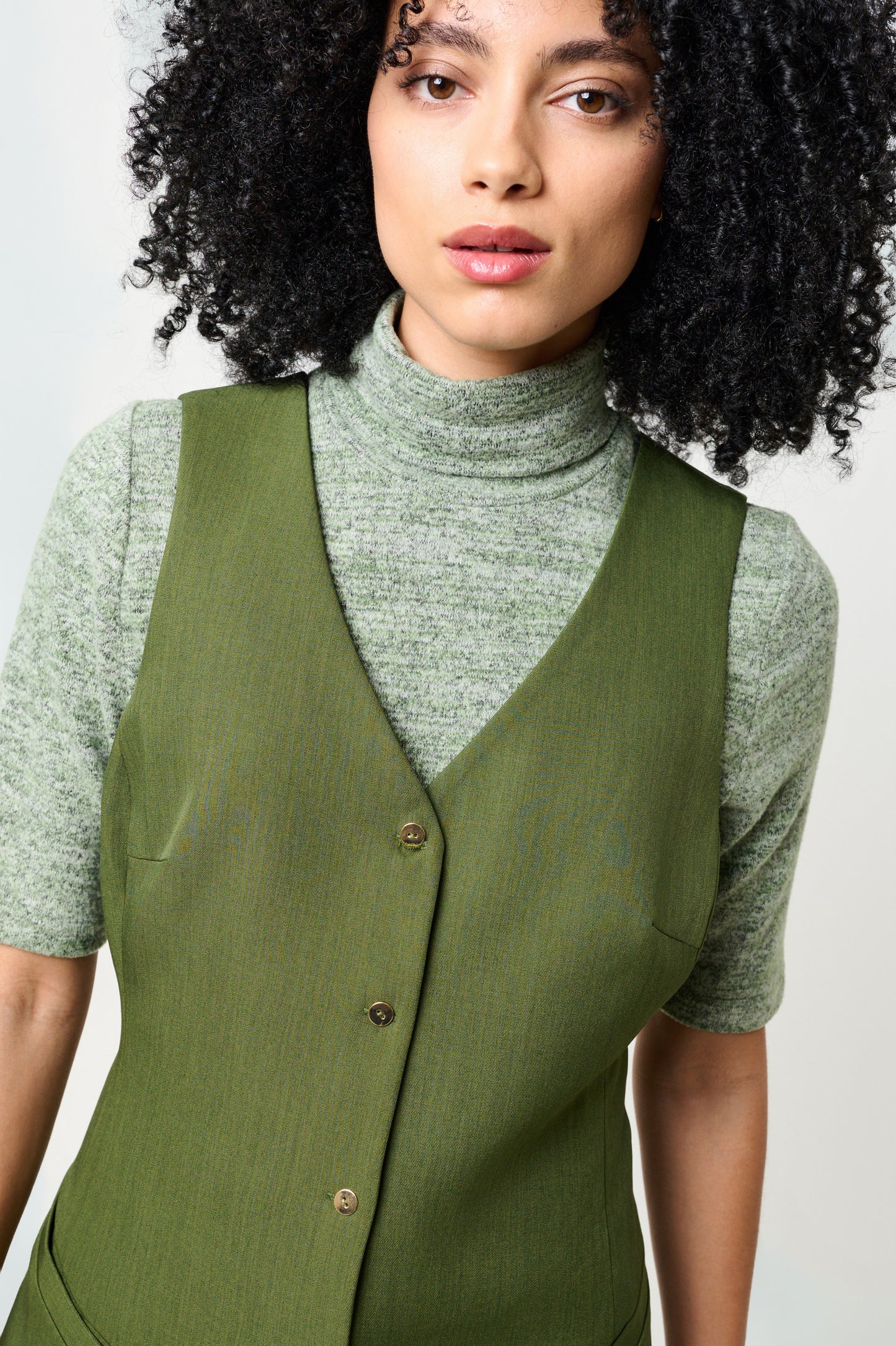 Tate Longline Tailored Waistcoat - Moss Green