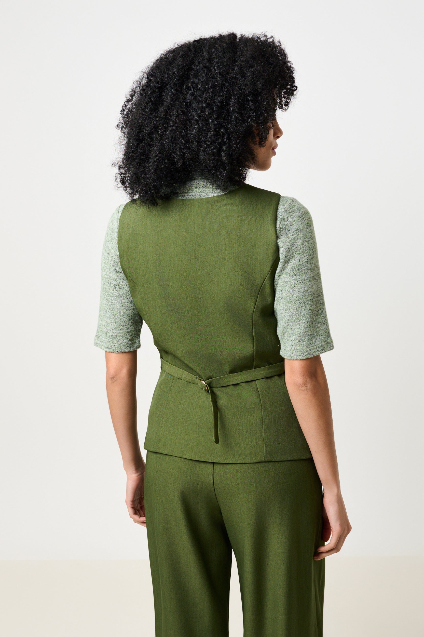 Tate Longline Tailored Waistcoat - Moss Green