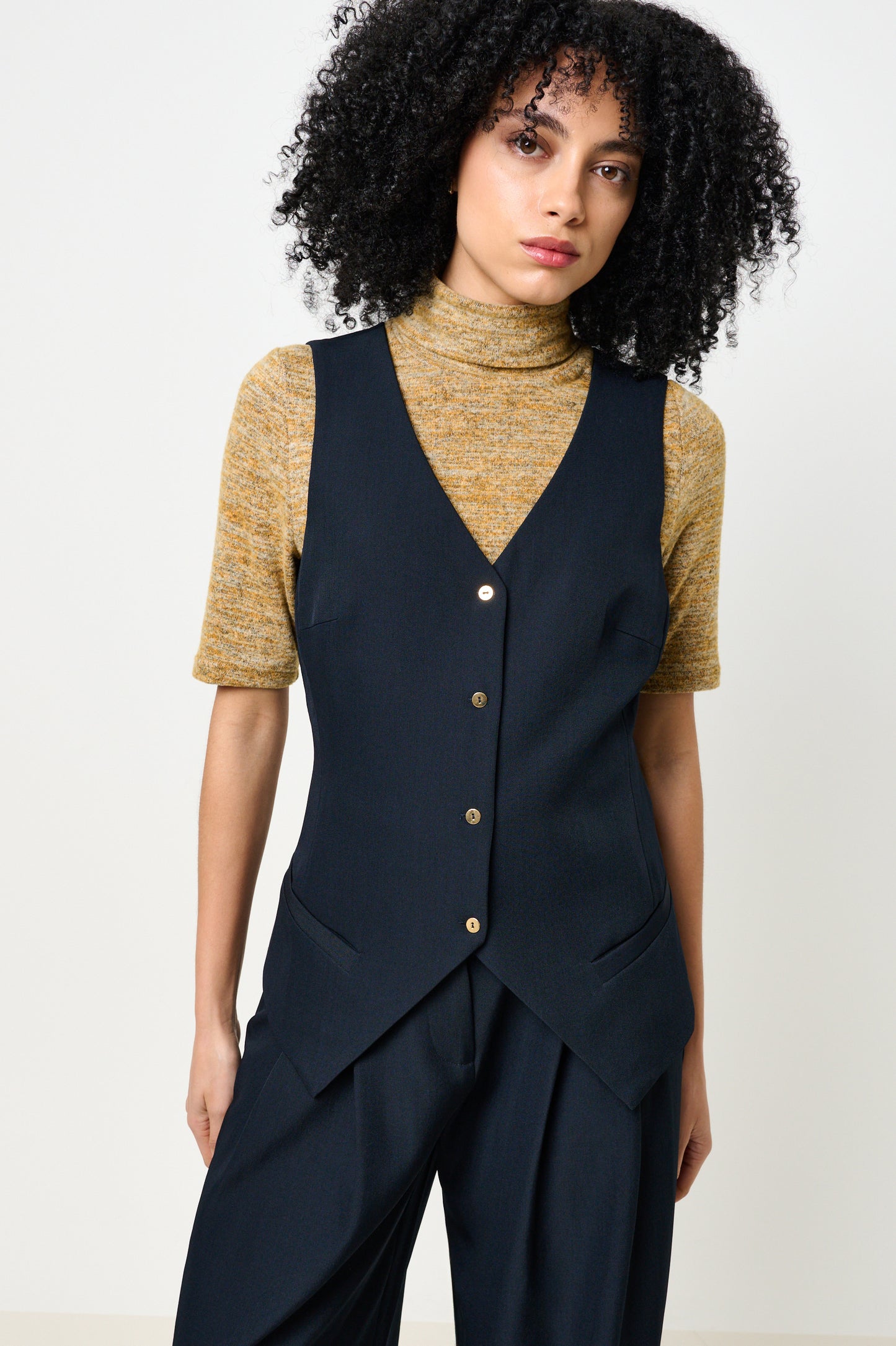 Tate Longline Tailored Waistcoat - Navy