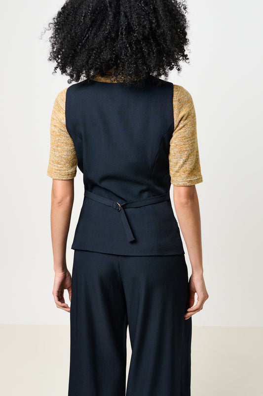 Tate Longline Tailored Waistcoat - Navy