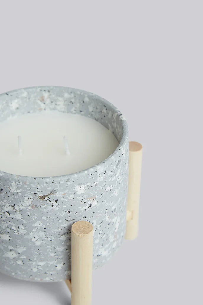 Terrazzo Candle With Stand in Grey