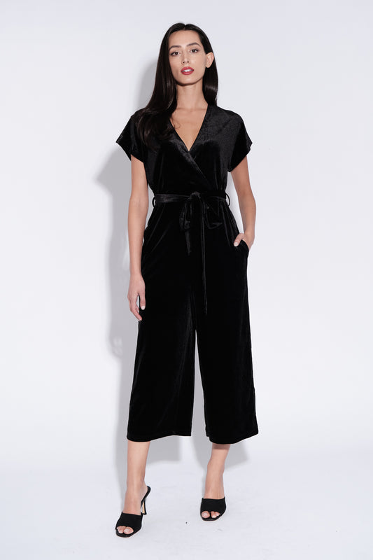 Tiffany Velvet Jumpsuit in Black