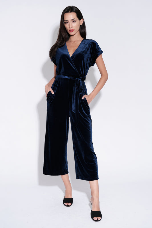 Tiffany Velvet Jumpsuit in Navy