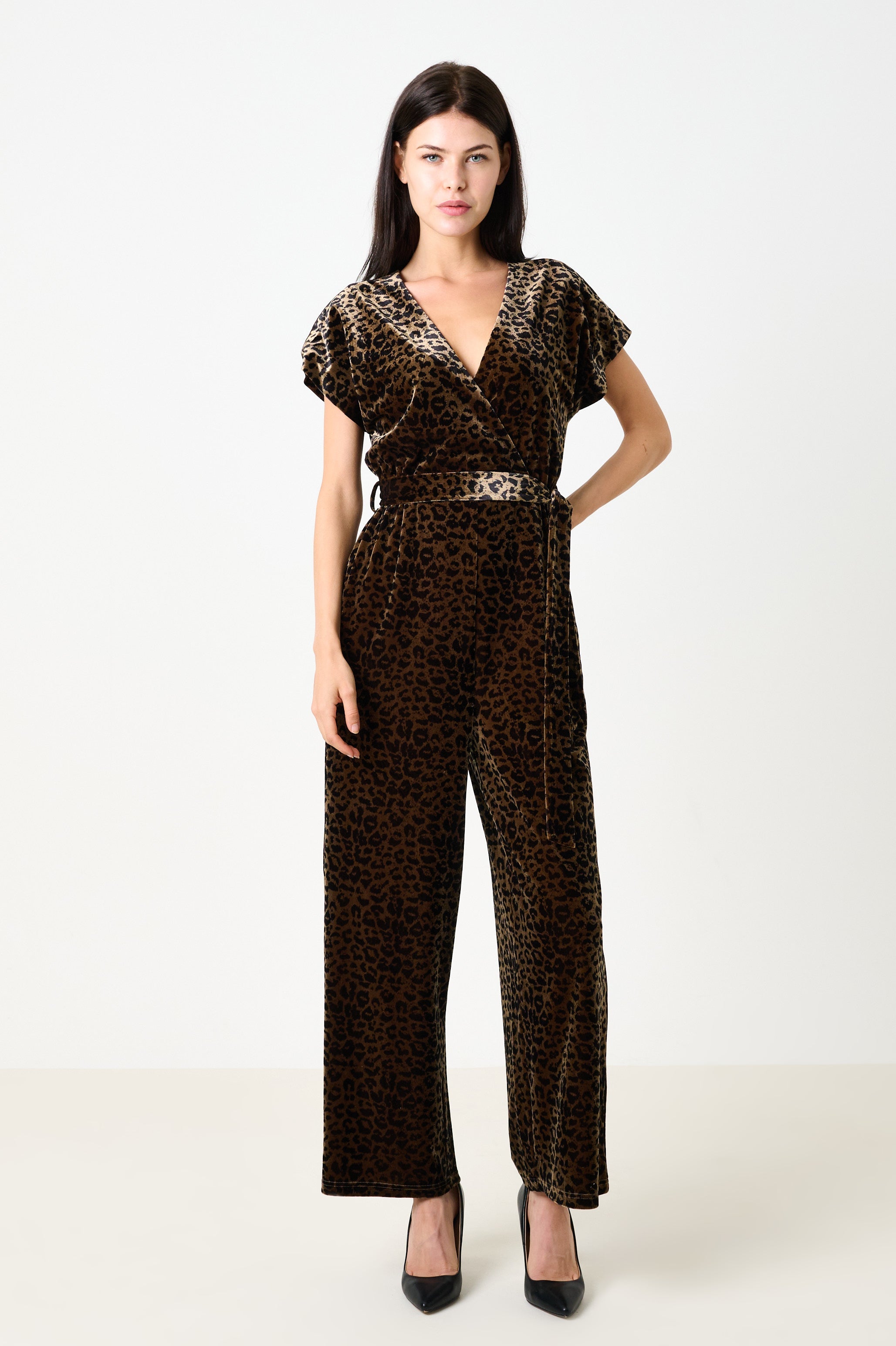 Tiffany Velvet Roar Jumpsuit - Taupe