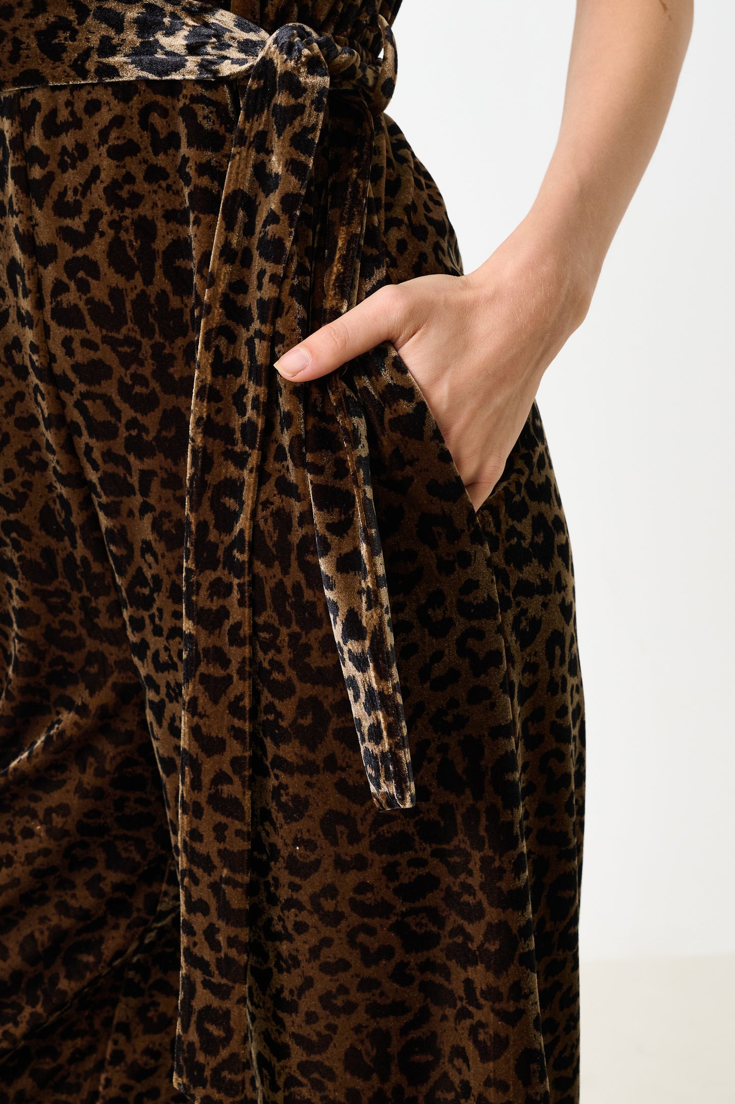 Tiffany Velvet Roar Jumpsuit - Taupe