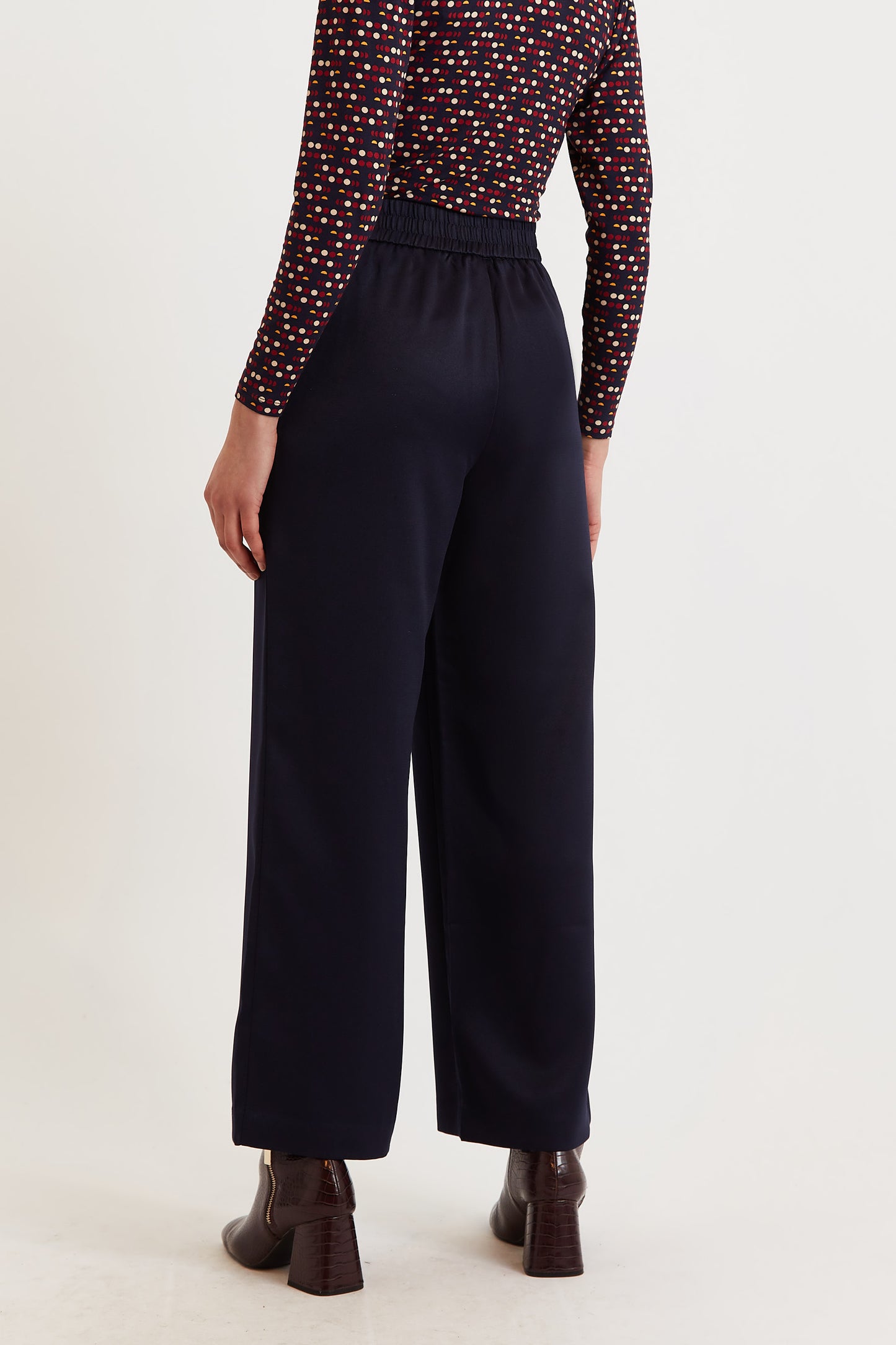 Tilde Satin Back Crepe Wide Leg Trousers - Navy