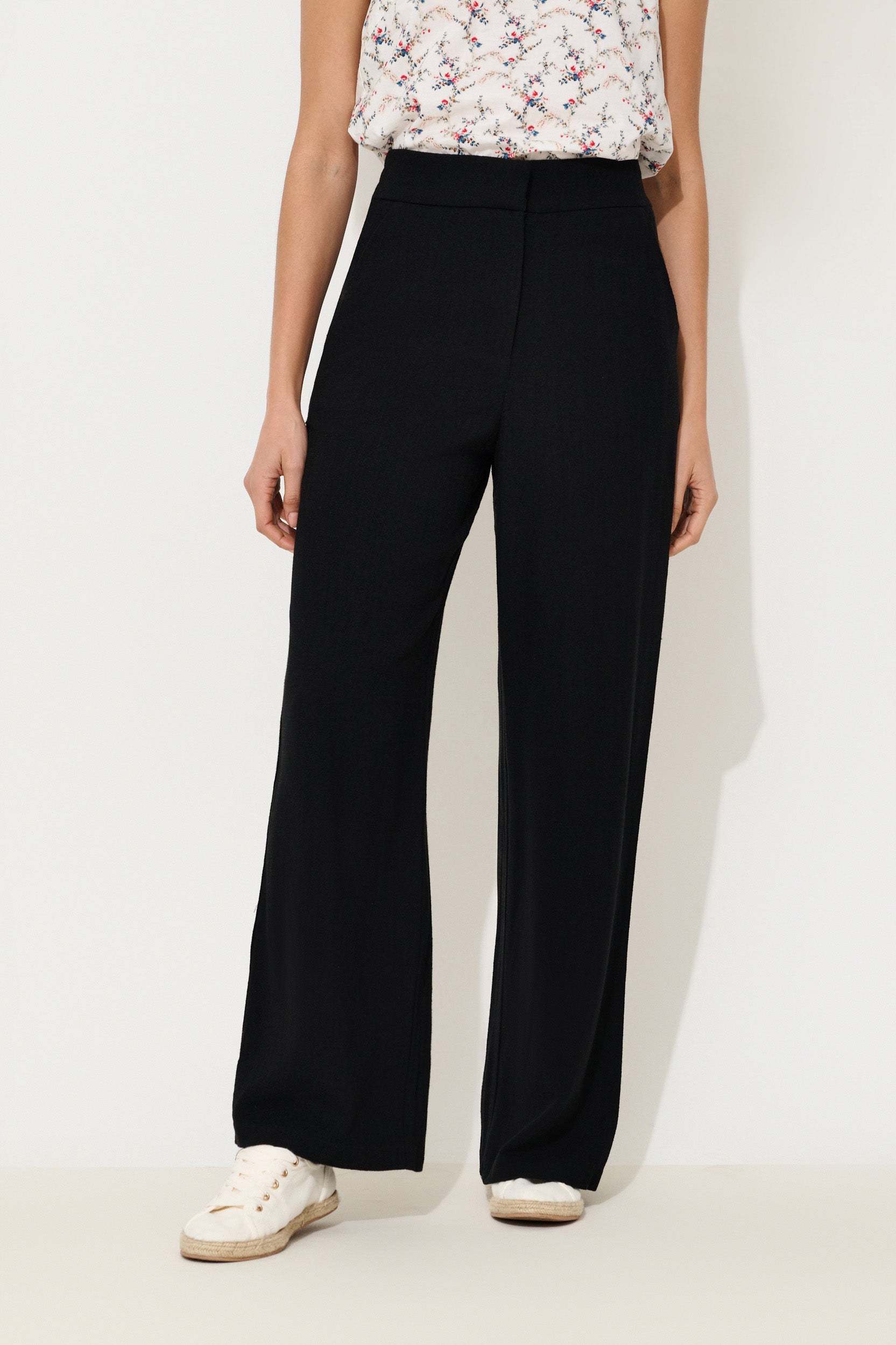 Tilde Linen Mix Wide Leg Trousers - Black