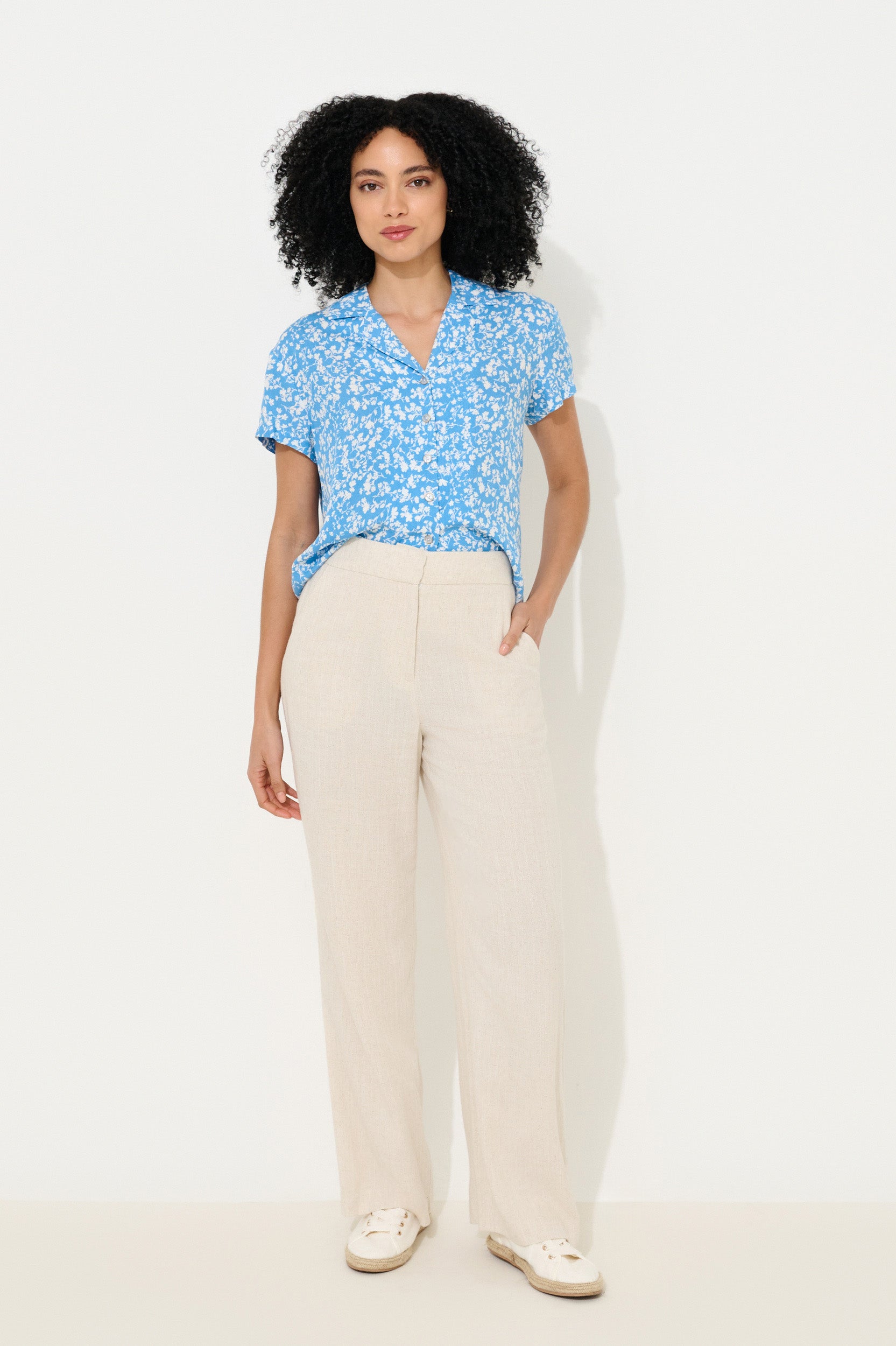Tilde Linen Mix Wide Leg Trousers - Natural