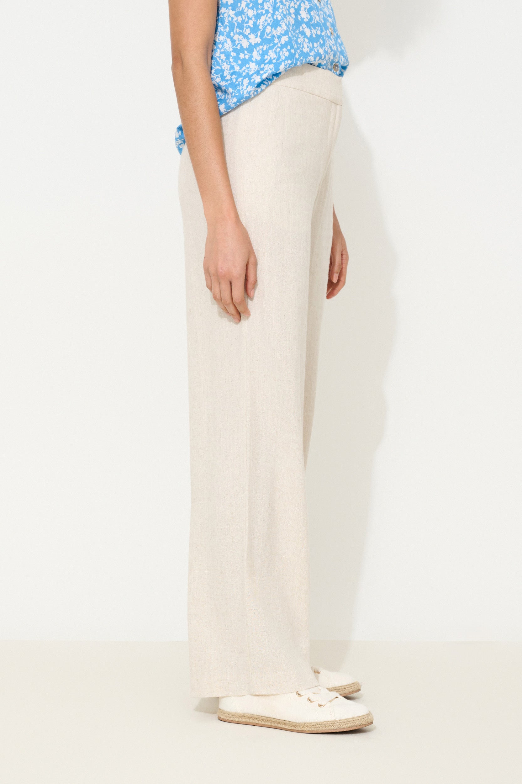 Tilde Linen Mix Wide Leg Trousers - Natural