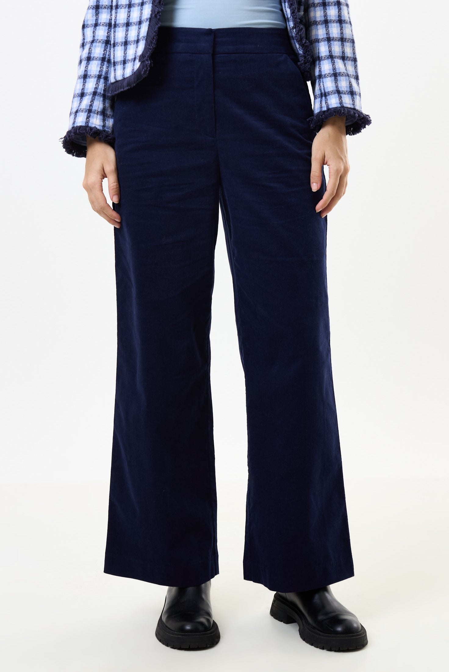 Tilde Lightweight Baby Cord Straight Leg Trousers - Navy