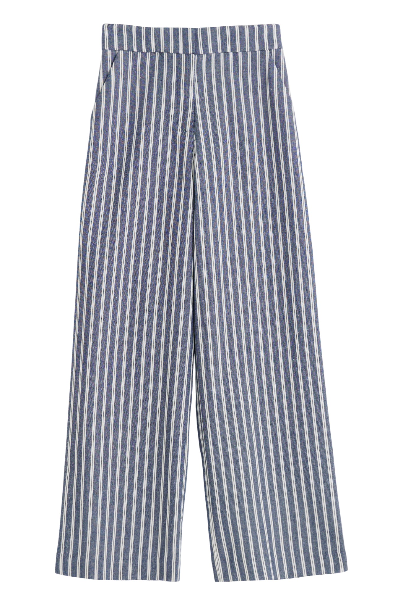 Tilde Ticking Stripe Straight Cut Trouser - Navy&White