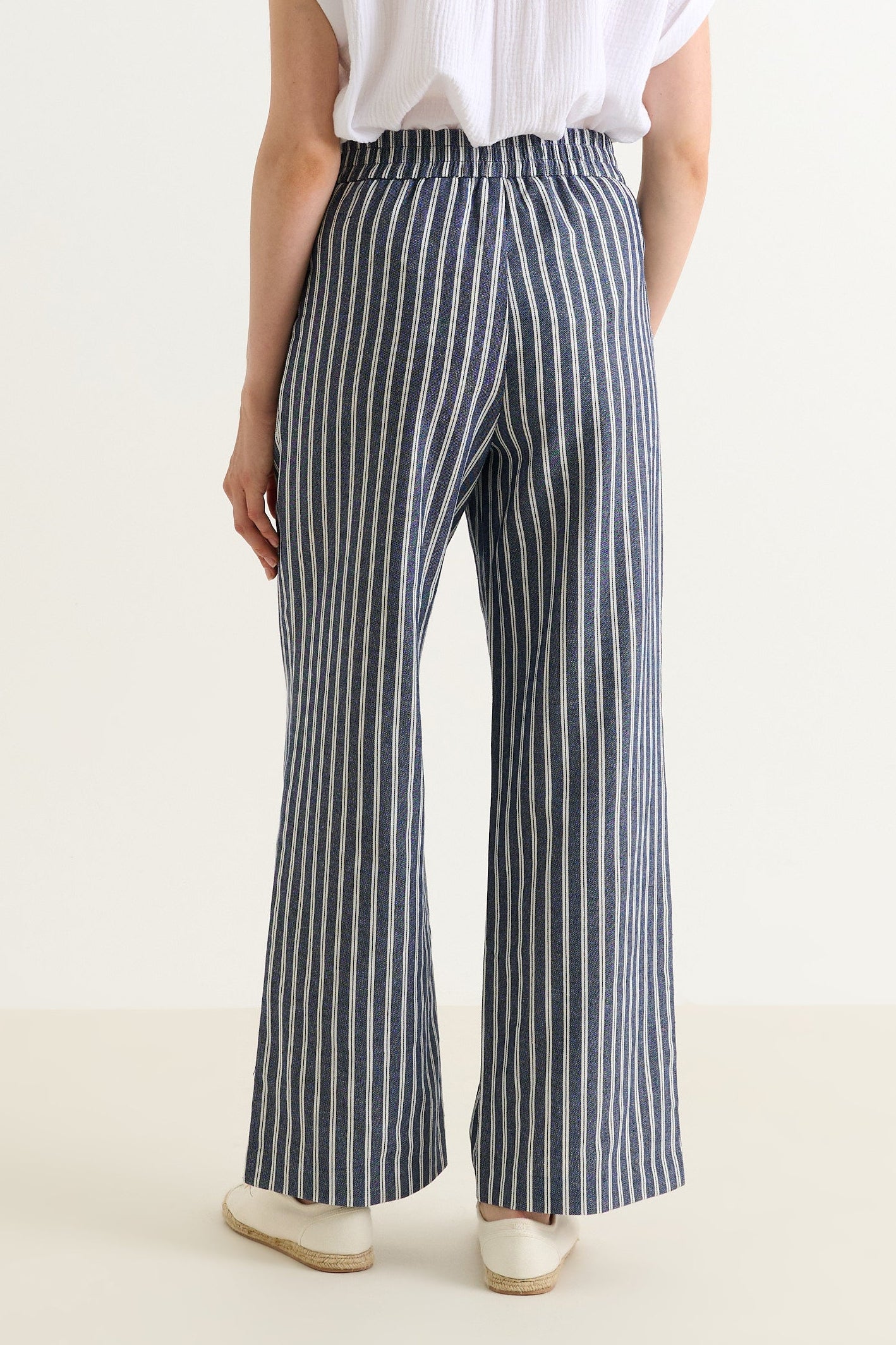 Tilde Ticking Stripe Straight Cut Trouser - Navy&White