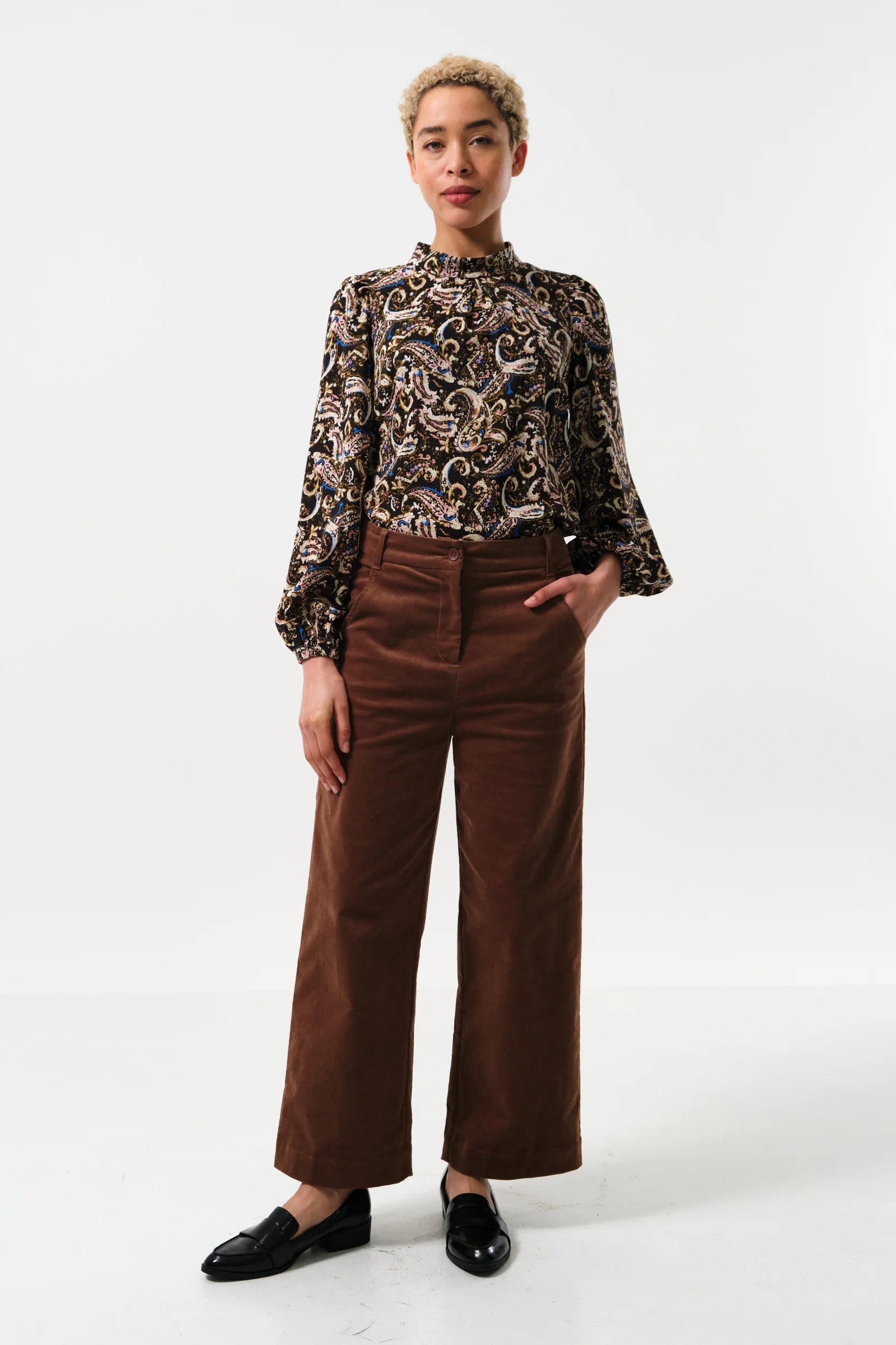 Tim Baby Cord Straight Cut Trousers - Mole