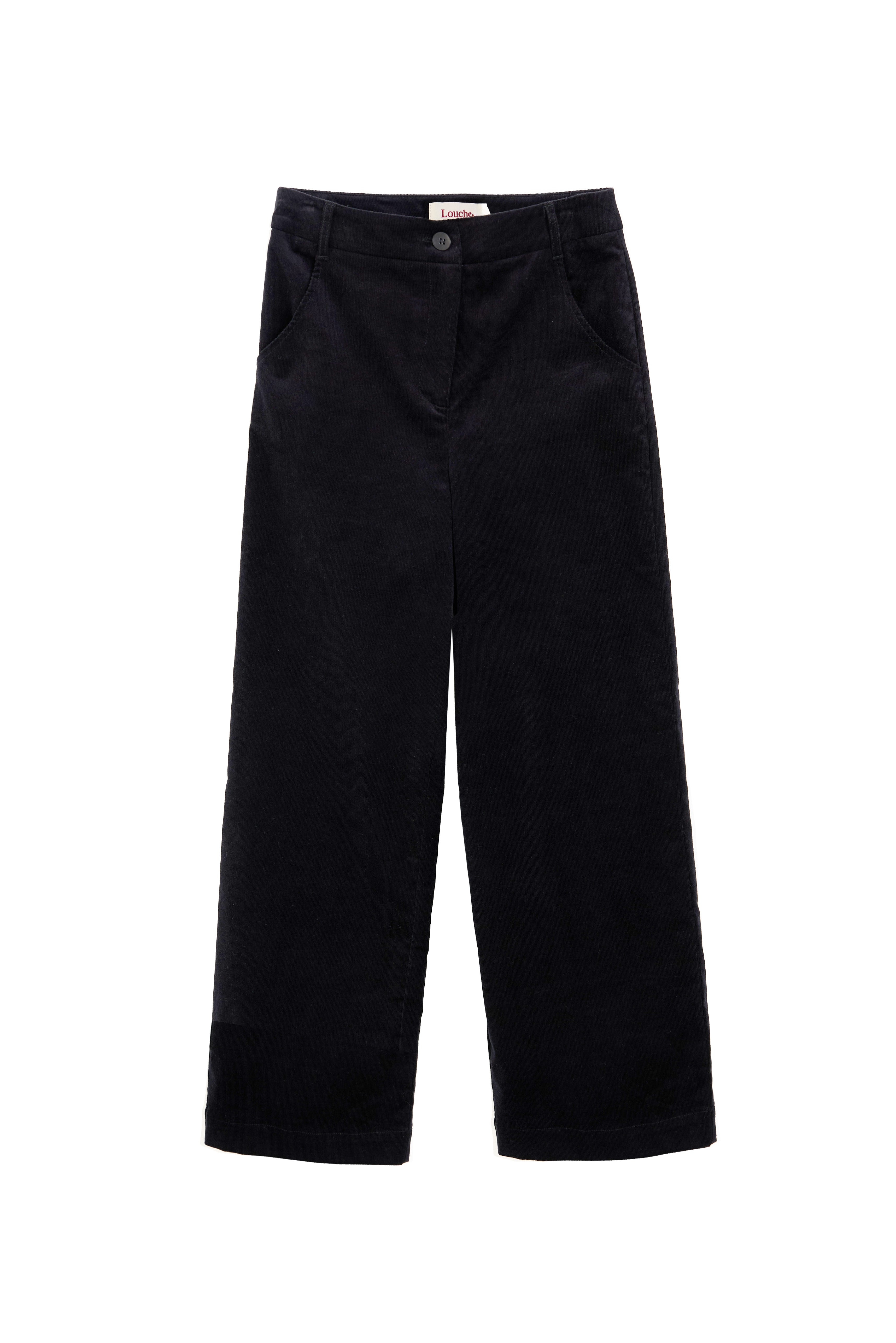 Tim Baby Cord Straight Cut Trousers - Black