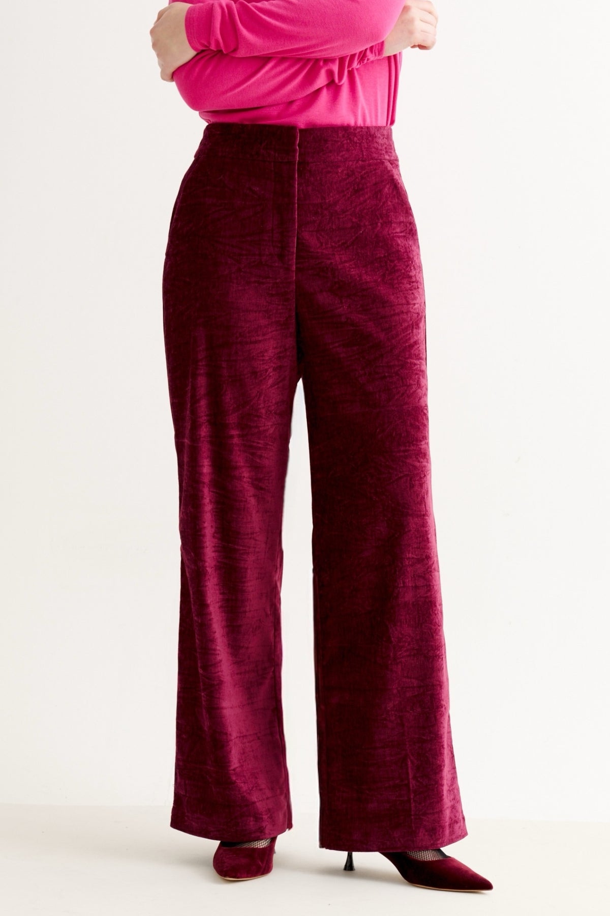 Tilde Matte Velvet Trousers - Wine