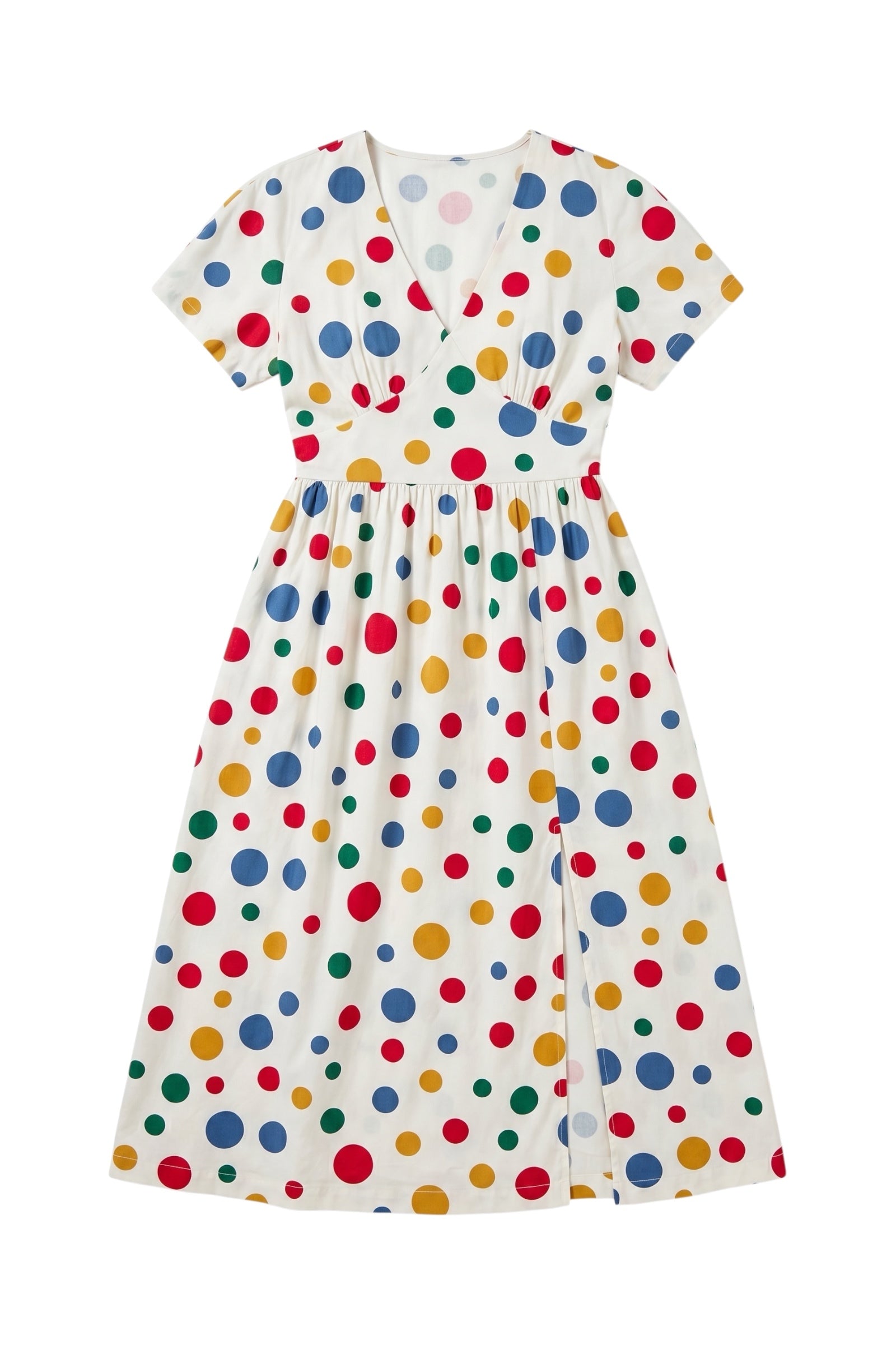 Unity Dotty V-Neck Midi Dress - Multi - View 3