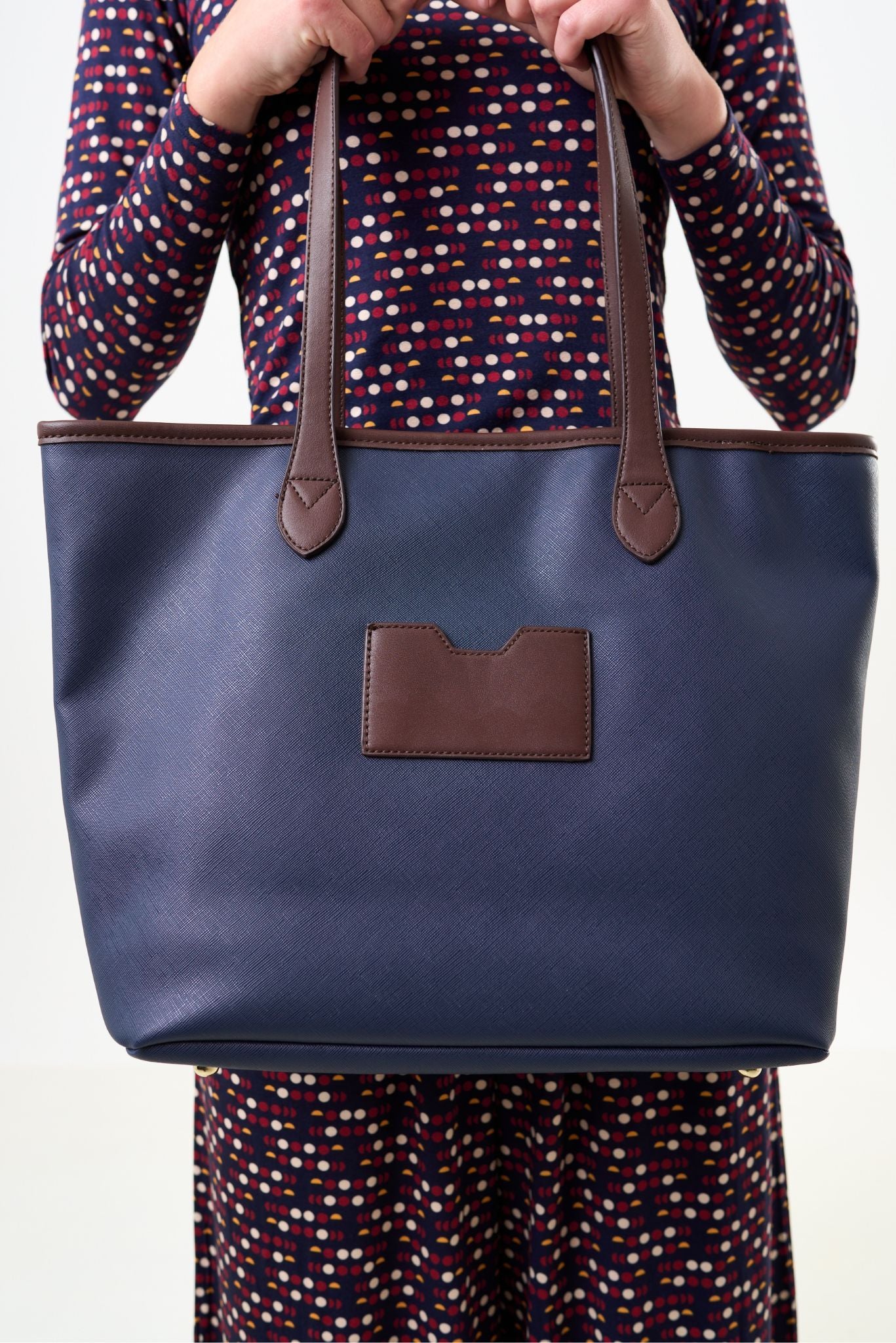 Amelia Contrast Strap Tote Bag  - Navy