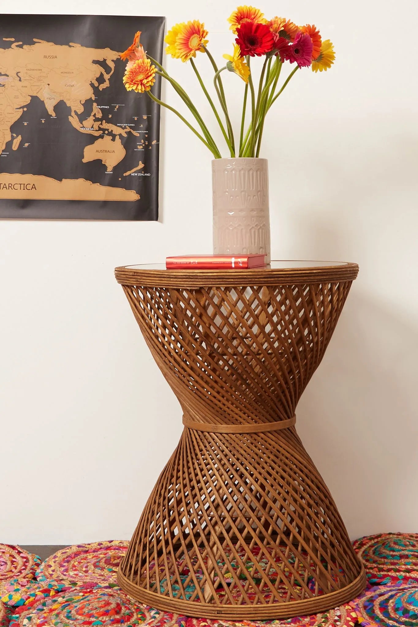 Cane Criss Cross Side Table