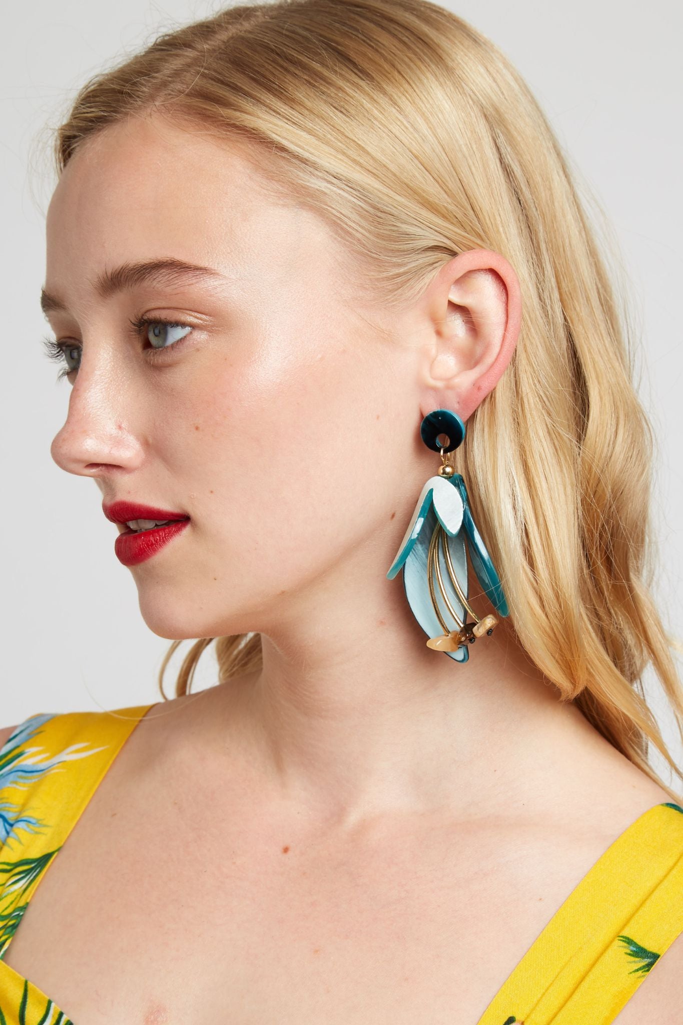Elishia Sculptural Flower Drop Earrings - Styled