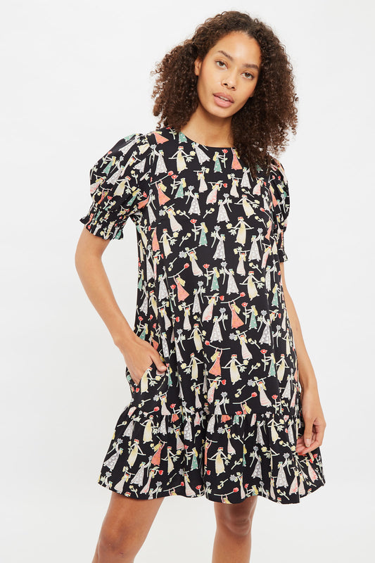 Louche Wendy Flower Girl Print Short Sleeve Mini Dress