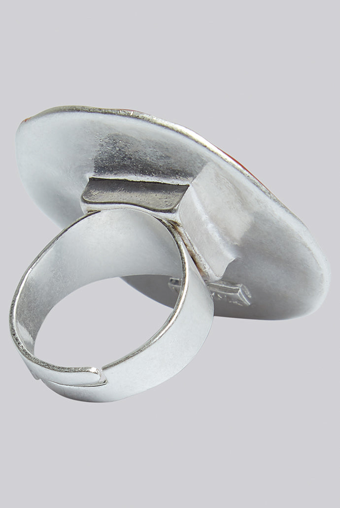 Wren Large Golden Orange Enamelled Ring