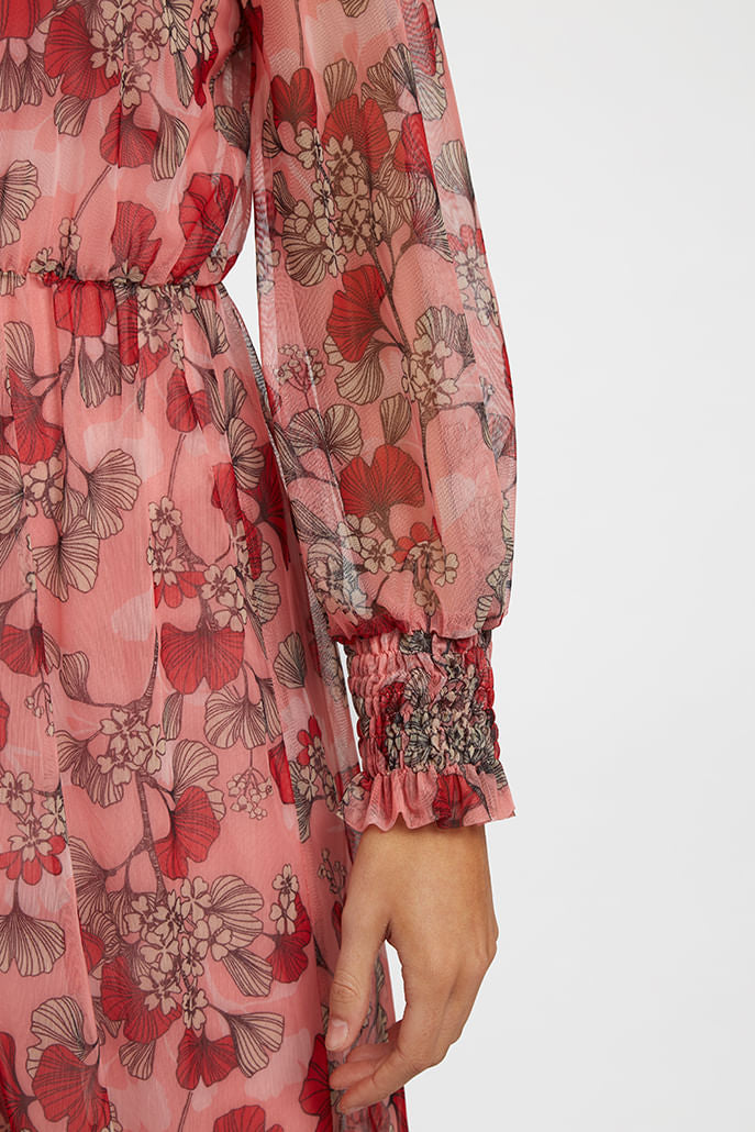 Yaffa Hibiscus Midi Dress