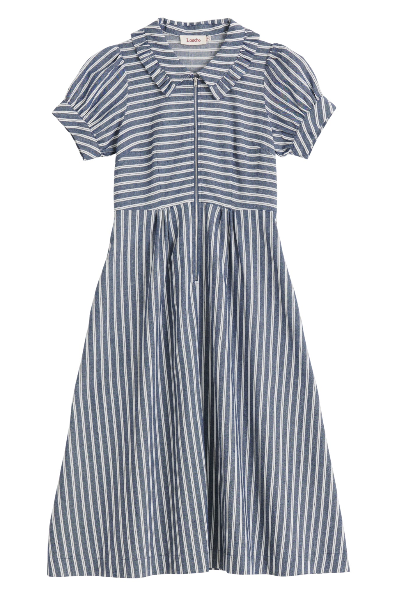 Yassine Ticking Stripe Midi Dress - Navy & White - Detail 3