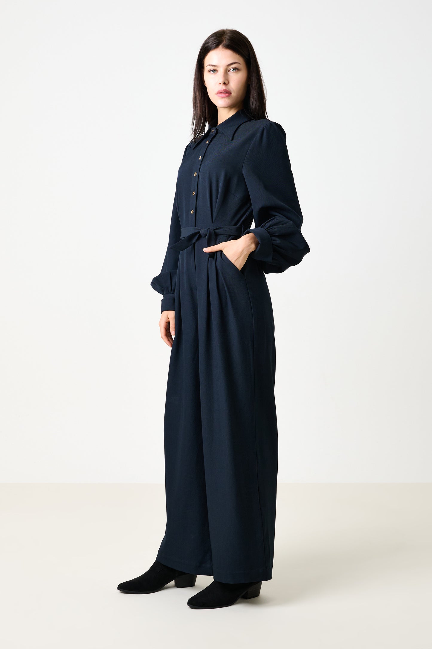 Yves Long Sleeve Jumpsuit - Dark Navy