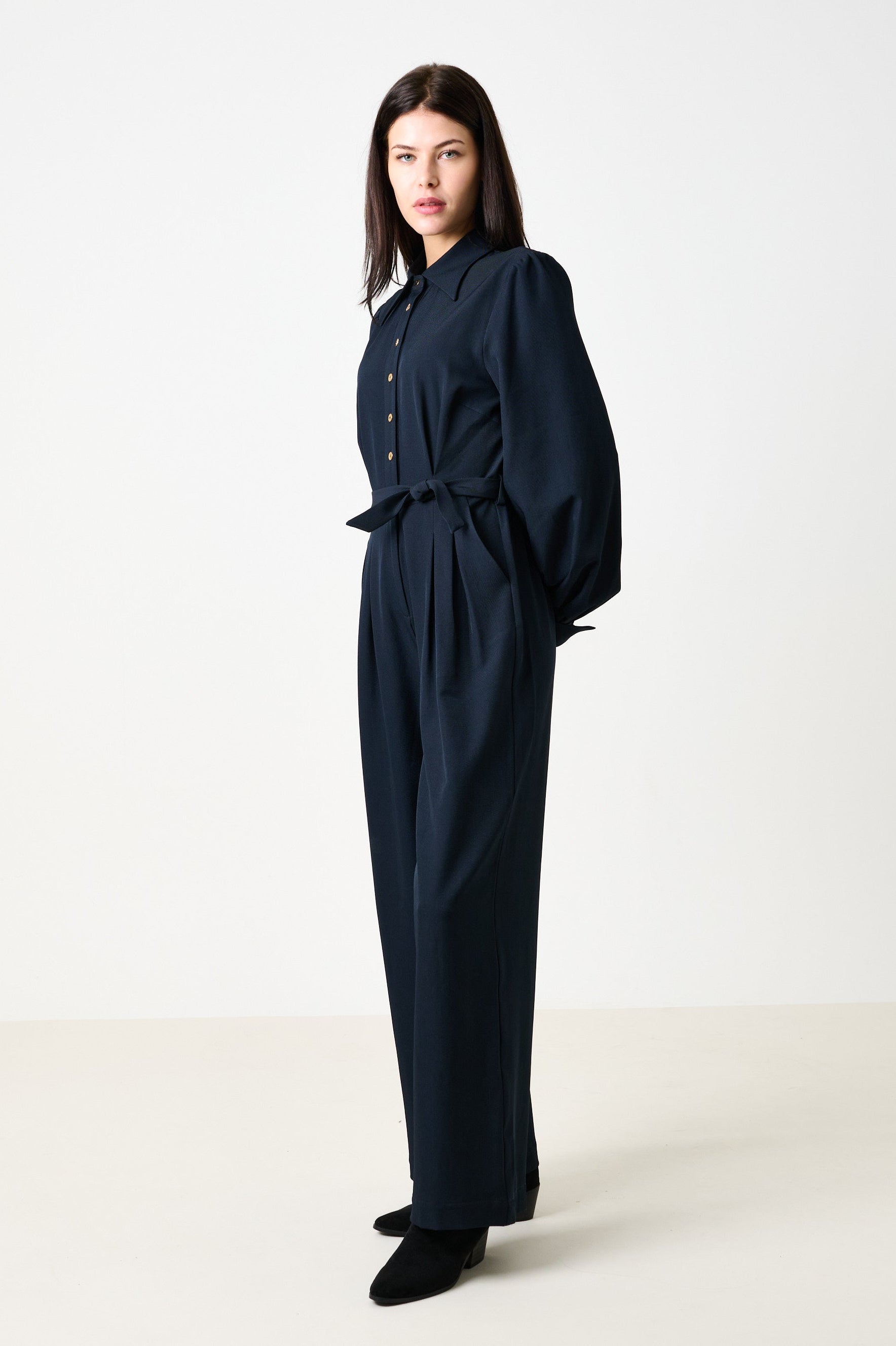 Yves Long Sleeve Jumpsuit - Dark Navy