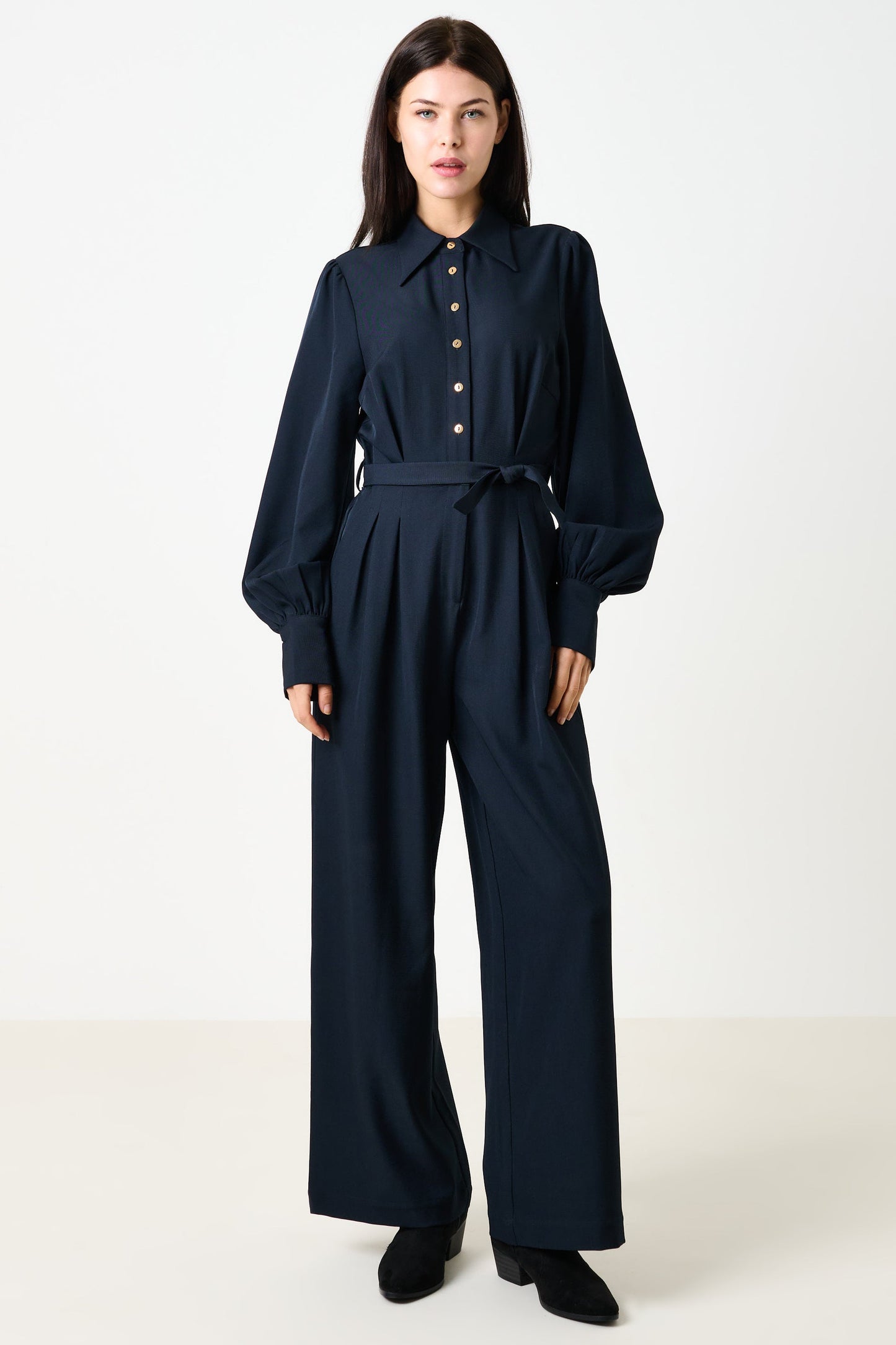 Yves Long Sleeve Jumpsuit - Dark Navy
