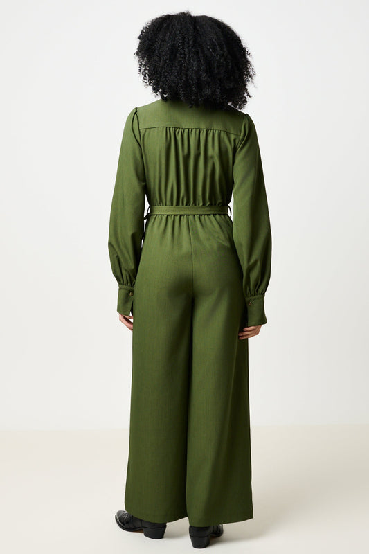 Yves Long Sleeve Jumpsuit - Moss Green
