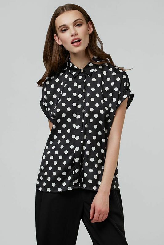 Abinaya Pretty Spot Black And White Blouse