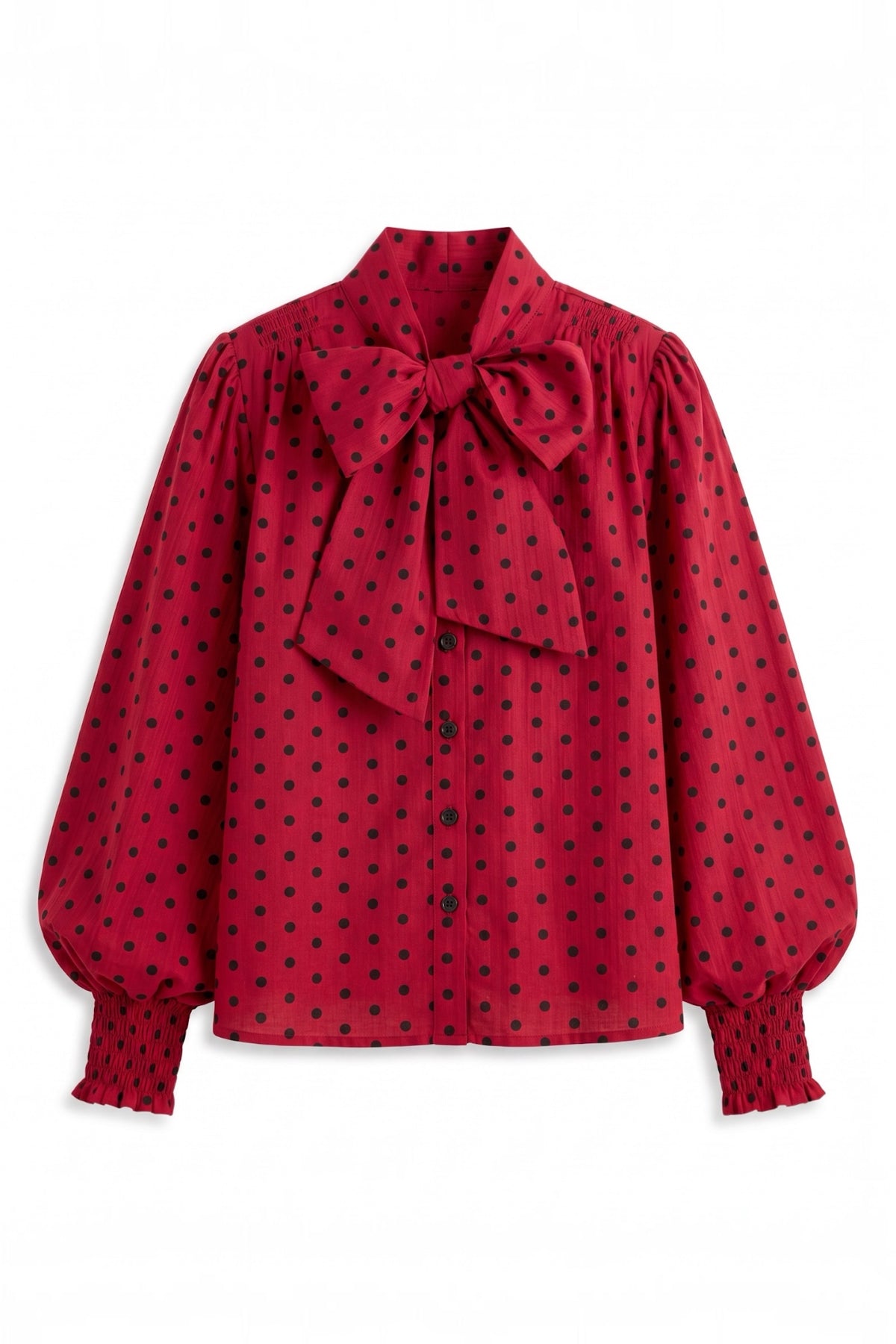 Aditi Spot Tie Neck Blouse - Wine