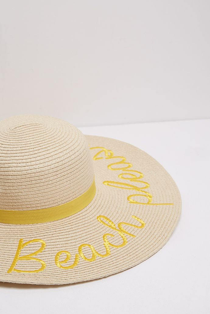Beach Please Embroidered Sun Hat