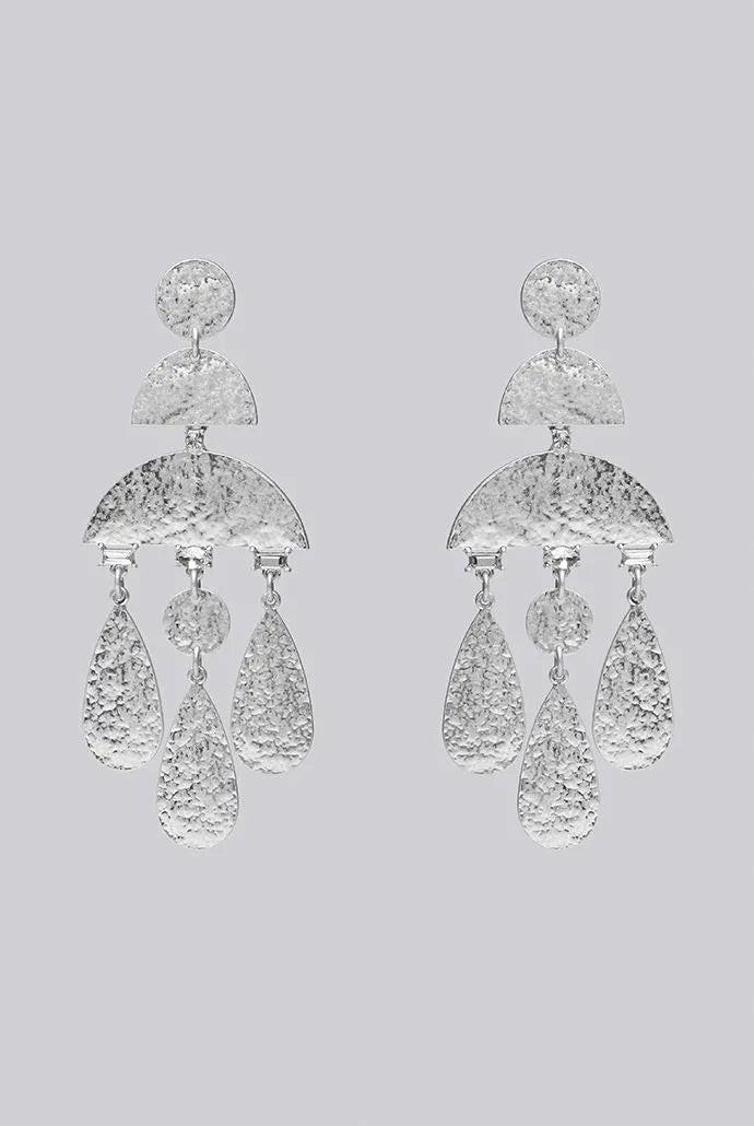 Delilah Beaten Silver Drop Earrings