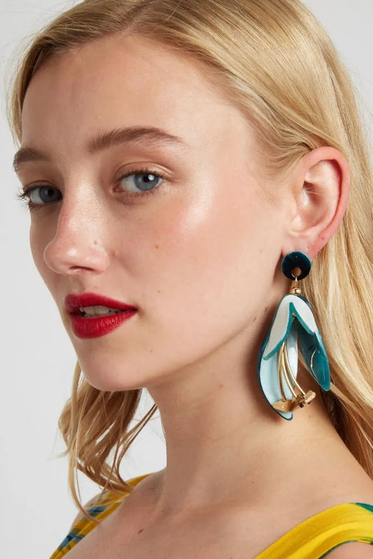 Elishia Sculptural Flower Drop Earrings