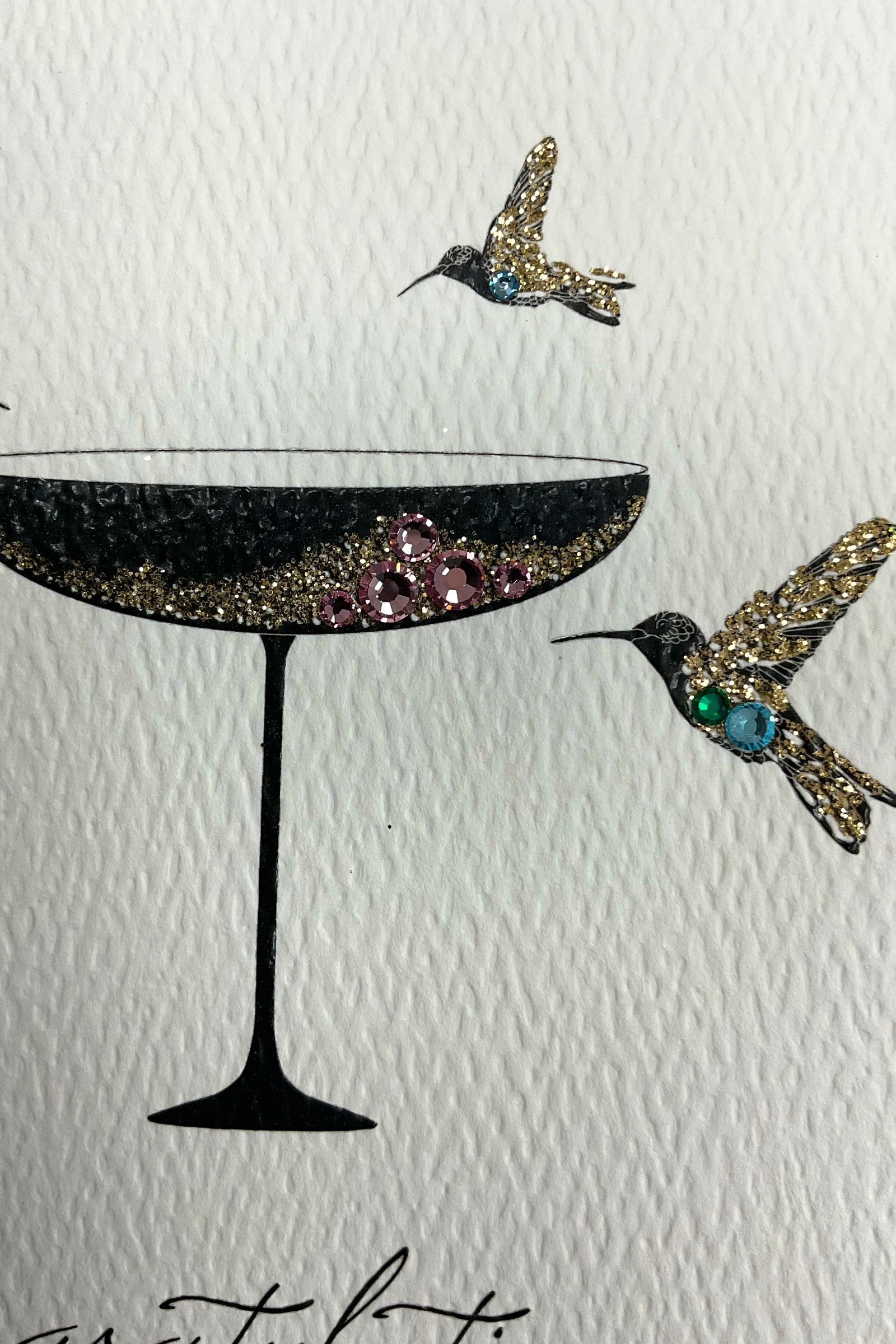 Hummingbirds And Champagne Congratulations Card