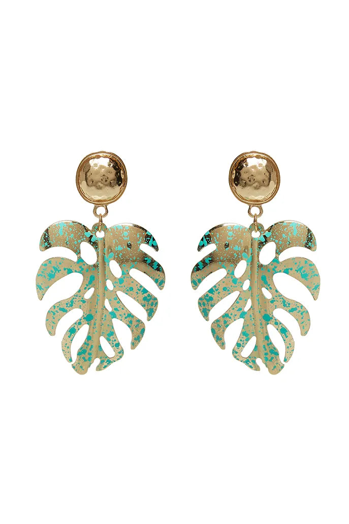 Rocco Large Monstera Leaf Earrings