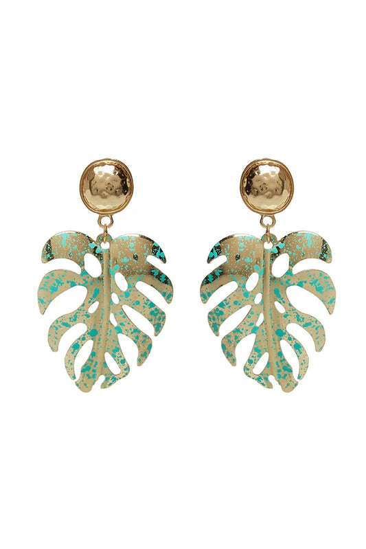 Rocco Large Monstera Leaf Earrings