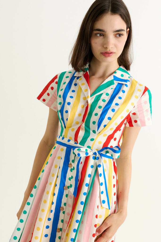 Lily Spots And Stripes Midi Shirtdress