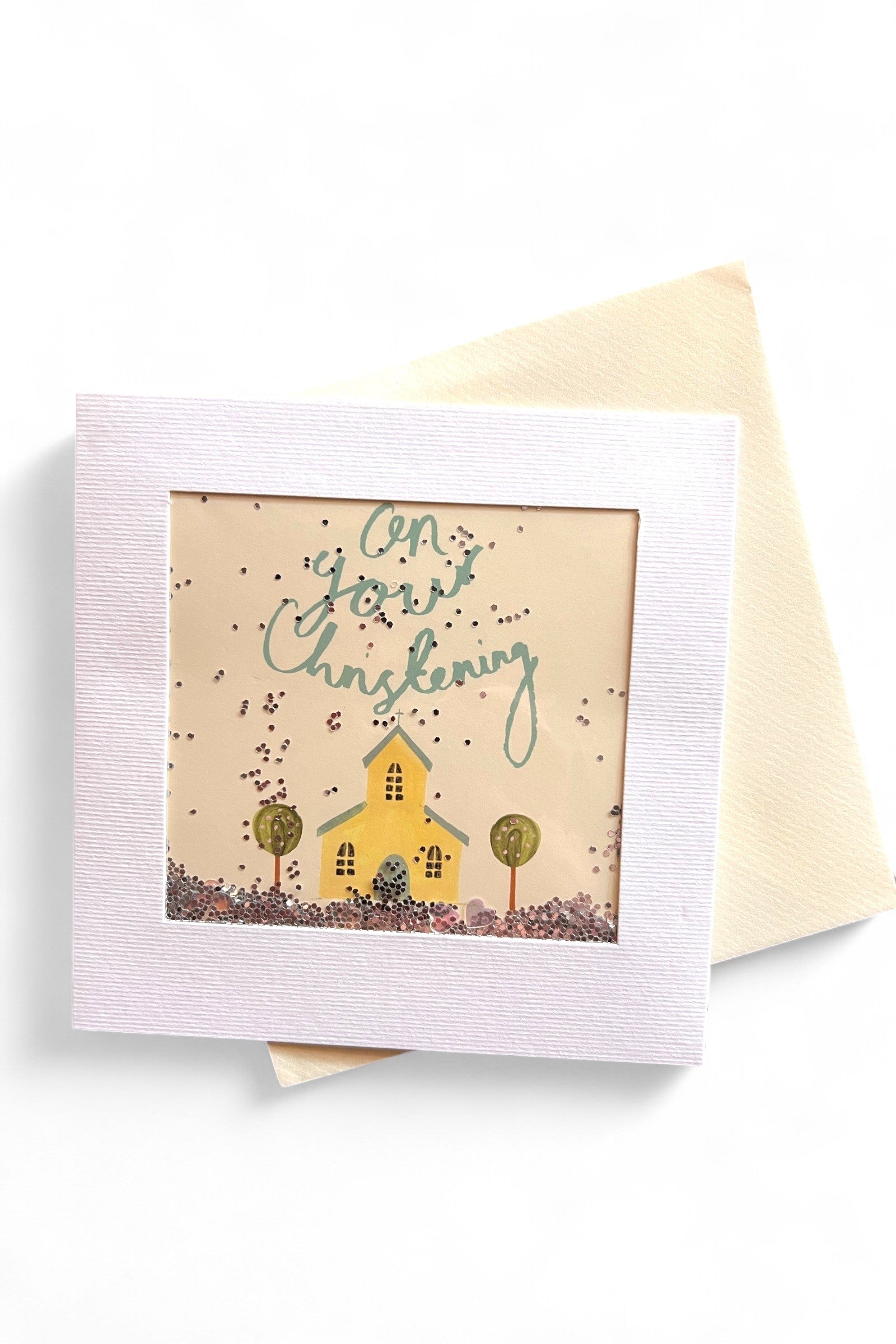 On Your Christening Glitter Card - Front