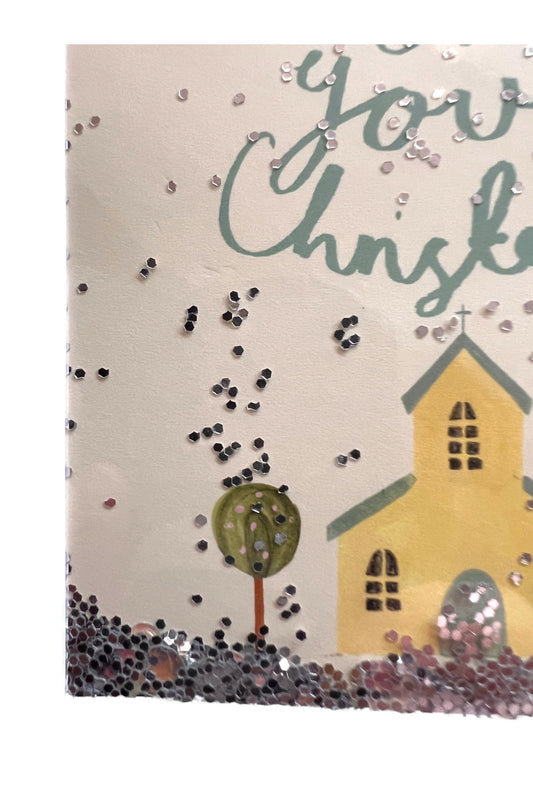 On Your Christening Glitter Card