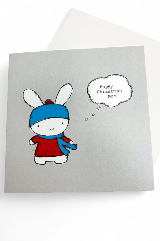 Happy Christmas Mum Bunny Card