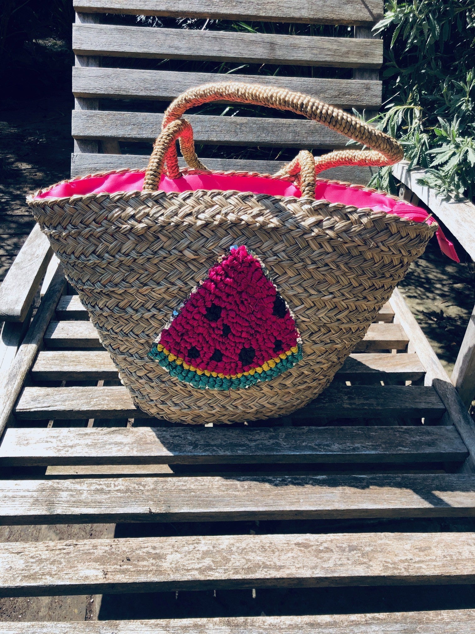 Louche Winnie Straw Bag With Watermelon - Detail 2