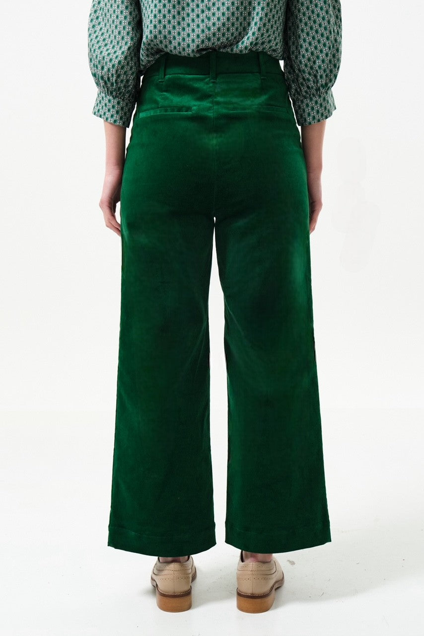 Tim Baby Cord Straight Cut Trousers - Dark Green