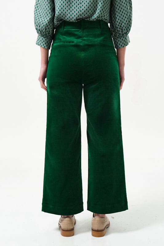 Tim Baby Cord Straight Cut Trousers - Dark Green